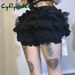 Cyflymder Japanese Kawaii Lace Trim Bloomers Shorts Sweet Girl Cute Bow Pumpkin Pants E-Girl