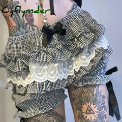 Cyflymder Japanese Kawaii Lace Trim Bloomers Shorts Sweet Girl Cute Bow Pumpkin Pants E-Girl