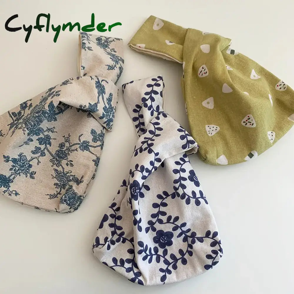 Cyflymder Japanese Mini Portable Knot Wrist Bag Women Top Handle Simple Purse Handbags Ladie Wallet