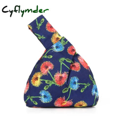 Cyflymder Japanese Mini Portable Knot Wrist Bag Women Top Handle Simple Purses Handbags Waterproof