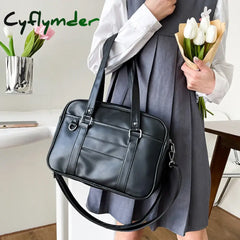 Cyflymder Japanese School Handbag with Adjustable Strap Kawaii Shoulder Bag with Zipper Closure Crossbody Bag Underarm