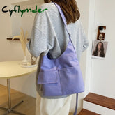 Cyflymder Japanese Shoulder Bag Simple Solid Color Canvas Messenger Bags Portable Shopping Tote