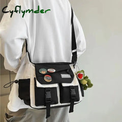 Cyflymder Japanese Simple Messenger Bag Pouch Nylon Waterproof Canvas Handbag Shoulder Crossbody