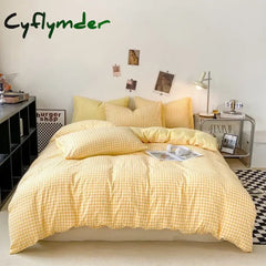 Cyflymder Japanese Style Check Queen Quilt Cover Set 1/3 Pcs Soft Washed Duvet Cover and Pillowcase or Only Duvet