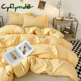 Cyflymder Japanese Style Check Queen Quilt Cover Set 1/3 Pcs Soft Washed Duvet Cover and Pillowcase or Only Duvet