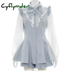 Cyflymder Japanese Style Sweet Lolita Party Dress Women Gothic Bow Lace Ruffles Plaid Long Sleeve Slim Dress Vintage