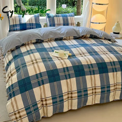 Cyflymder Kawaii Bear Printed Bed Set Floral Duvet Cover Pillowcase Bedding Set Cute Dog Bed Linen Sheet Quilt Cover