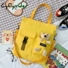 Cyflymder Kawaii Cartoon Tote Bag Canvas Handbag Shopping Super Cool Handbags Shoulder Bags For