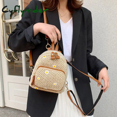 Cyflymder Kawaii Fashion Mini Backpacks For Girls Woven Design Ladies Bag Summer Small Women’s