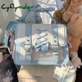 BACK TO SCHOOL Kawaii Bowknot Blue JK Bag Student Uniform PU Leather Backpack Cosplay Lolita Shoulder Bags Flip Handbags for Women Totes