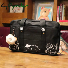 Cyflymder Kawaii Japanese Style Cat Jk Uniform Handbag Crossbody Canvas Bag Women Lolita Anime