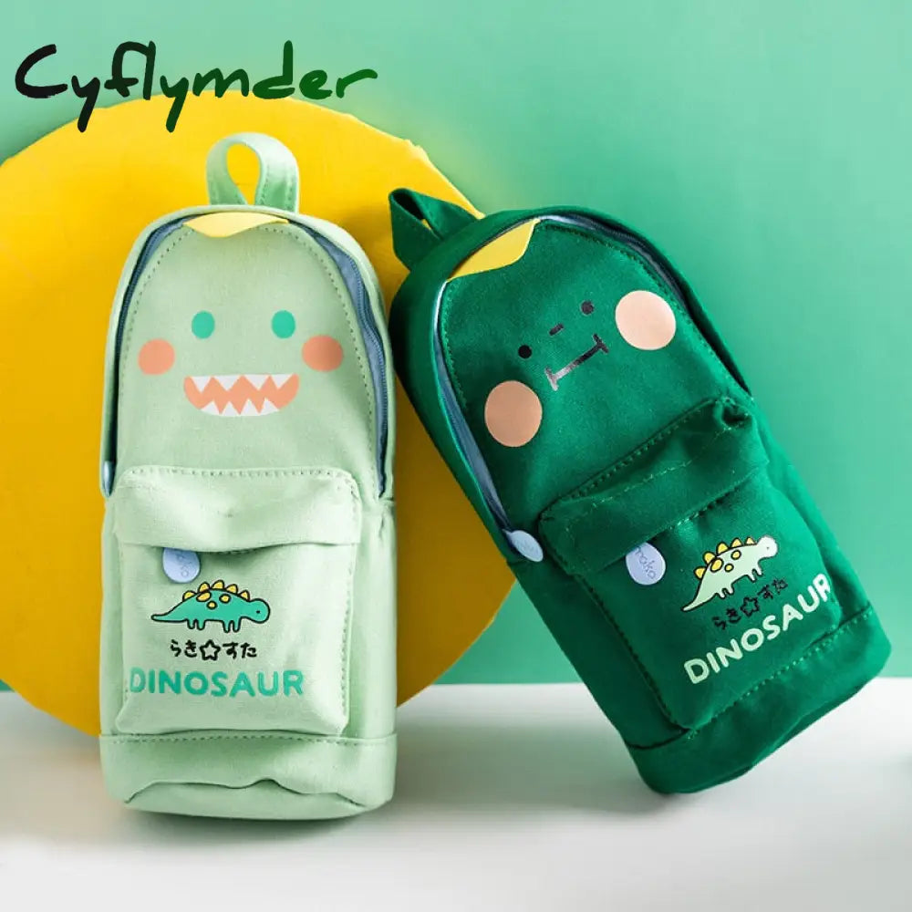 Cyflymder Kawaii Lucky Cat And Dinosaur Pen Pencil Bag Cartoon Schoolbag Shape Storage Organizer