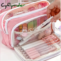 Cyflymder Kawaii Pencil Case Large Capacity Aesthetic Pen Bag Holder Bag Children Pen Case School Office Supplies