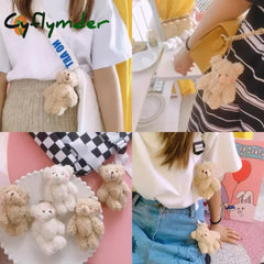 Cyflymder Kawaii Plush Bear Keychain Cute Love Doll Bag Pendants Rabbit Dog Keychains Toys Soft