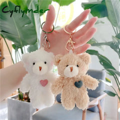 Cyflymder Kawaii Plush Bear Keychain Cute Love Doll Bag Pendants Rabbit Dog Keychains Toys Soft