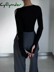 Cyflymder - Keyhole Cutout Long Sleeve Bodysuit Bodysuits