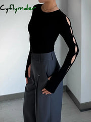 Cyflymder - Keyhole Cutout Long Sleeve Bodysuit Bodysuits