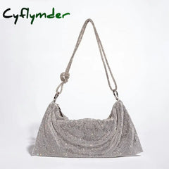 Cyflymder Knot Handle Rhinestones Evening Clutch Bag Crystal Diamonds Dinner Party Wedding Purses