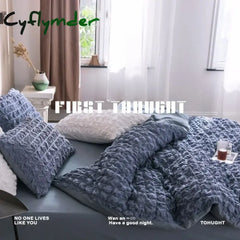 Cyflymder Korea Princess Ruffles Seersucker Bedding Set Ins Solid Color Simple Quilt Cover Skirt Sheets Pillowcase For