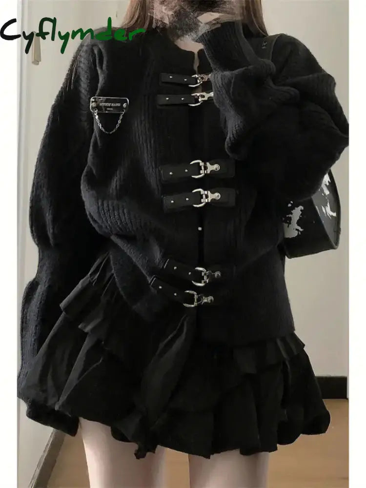 Cyflymder Korean Cardigan Jackets Women’s Clothing Sueter De Mujer Fashion Knitwears Skirts Sets Sweater Coat Y2k