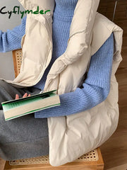 Cyflymder Korean Chic Thick Puffy Vest Women Winter Warm Streetwear Parkas Jacket Simple Loose