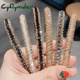 Cyflymder Korean Crystal Bezel Headwear Women Headband Girls Vintage Hair Bands Wide Hairband Hoop