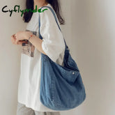 Cyflymder Korean Denim Women Shoulder Satchels Female Student Messenger Bags Large Fashion