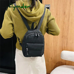 Cyflymder Korean Nylon Holographic Backpack Women Casual Solid Color Small Schoolbag Travel Bag For