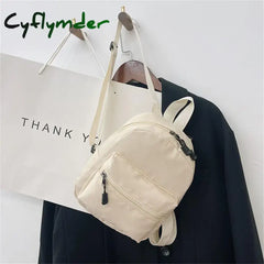 Cyflymder Korean Nylon Holographic Backpack Women Casual Solid Color Small Schoolbag Travel Bag For