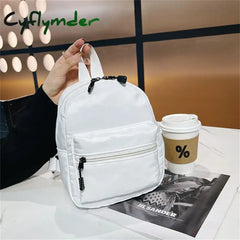 Cyflymder Korean Nylon Holographic Backpack Women Casual Solid Color Small Schoolbag Travel Bag For