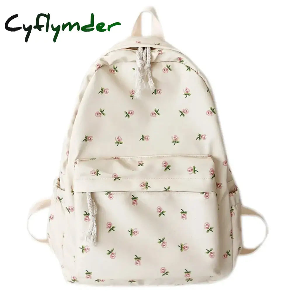 Korean Student School Backpack Floral White School Bags For Teenage Girls Cute Women's Backpack Brand Book Bag Nylon Rucksack