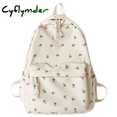 Korean Student School Backpack Floral White School Bags For Teenage Girls Cute Women's Backpack Brand Book Bag Nylon Rucksack
