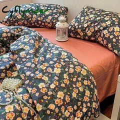 Cyflymder Korean Style Bedding Set Boys Girls Twin Queen Size Duvet Cover Flat Sheet Pillowcase Bed Linen Kids Adult