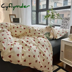 Cyflymder Korean Style Bedding Set Boys Girls Twin Queen Size Duvet Cover Flat Sheet Pillowcase Bed Linen Kids Adult