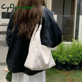 Cyflymder Korean Style Shoulder Bag New Solid Color Pu Leather Chain Handbag Large Capacity Daily