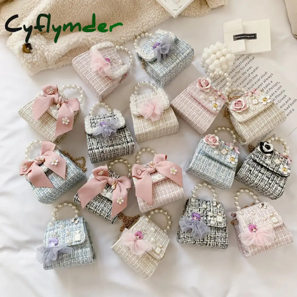Cyflymder Korean Style Women Mini Handbags Tote Cute Girls Princess Bow Messenger Bag Baby Girl