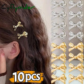 Cyflymder Korean Sweet Cool Y2K Girls PU Bow Hairpin Fashion Design Korean Personality Silver Leather Hair Clip Female