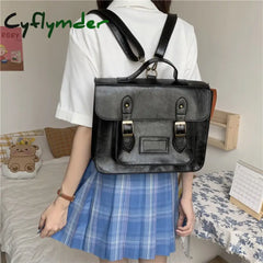 Cyflymder Korean Vintage Women Backpacks Preppy Style Student Backpack Multifunctional Female