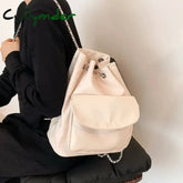 Cyflymder Kpop Nylon Women Backpack Fashion Chain Bucket Shoulder Bag Small Travel Female Backpacks