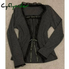Cyflymder Lace Long Sleeve Women Clothing Classic Cool Girl Y2K Harajuku Vintage Cute Maiden Aesthetic Shirts 90s