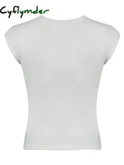 Cyflymder summer inspo Lace Patchwork V Neck Elegant Sexy White T-Shirt Women Summer Short Sleeve Spring Fashion Solid