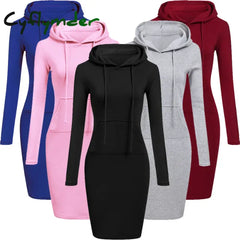 Cyflymder Ladies Dress Autumn Women Hooded Dresses Hoodies Women Sweatshirts Women Hoodies Dress Tops Ladies Clothing