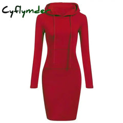 Cyflymder Ladies Dress Autumn Women Hooded Dresses Hoodies Women Sweatshirts Women Hoodies Dress Tops Ladies Clothing