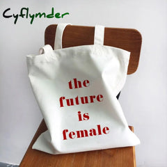 Cyflymder Ladies Handbags Girl Power Quotes Canvas Tote Bag Shopping Travel Women Eco Reusable