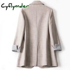 Cyflymder Ladies Long Sleeve Spring Casual Blazer Fashion Business Plaid Suits Women Work Office