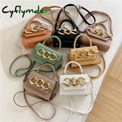 Cyflymder Ladies Luxury Designer Chain Pu Leather Tote Handbag Fashion Small Mobile Phone Wallet