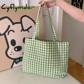Ladies New Style Canvas Fabric Plaid Shoulder Bag Fashion Simple Handbag Large Casual Capacity shopping Tote Bags