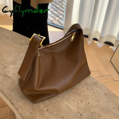 Cyflymder Ladies New Style Shoulder Bag Fashion Big Pillow Soft Leather Women Solid Color Messenger