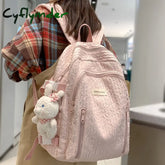 Cyflymder Lady Leisure Pink Women Kawaii New Nylon Laptop Book Bag Trendy Girl Travel School