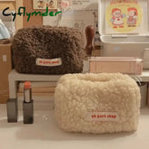 Cyflymder Lamb Hair Cosmetic Bag Plush Storage Cute Stationery Large Capacity Travel Makeup